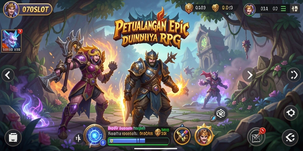 Tampilan gameplay menakjubkan dari 070SLOT dengan karakter dan pertarungan RPG.