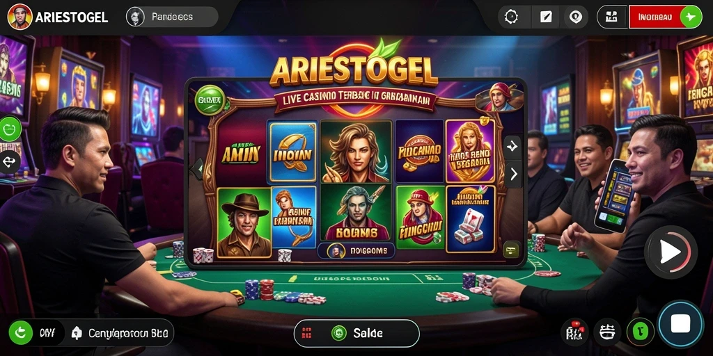 Tampilan gameplay Live Casino ARIESTOGEL dengan dealer yang nyata.