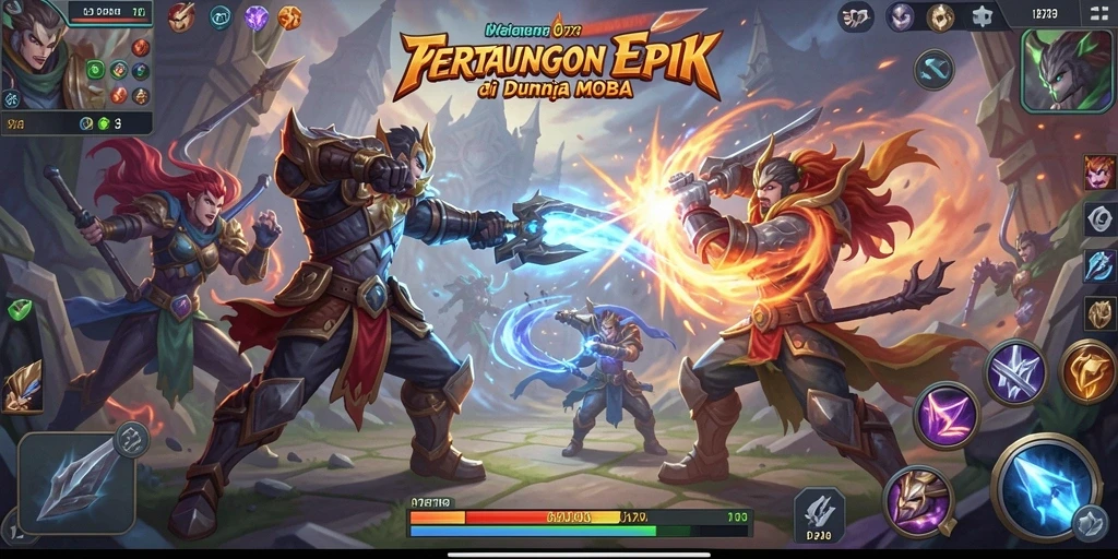 Screenshot D73 menampilkan pertarungan seru di arena MOBA.