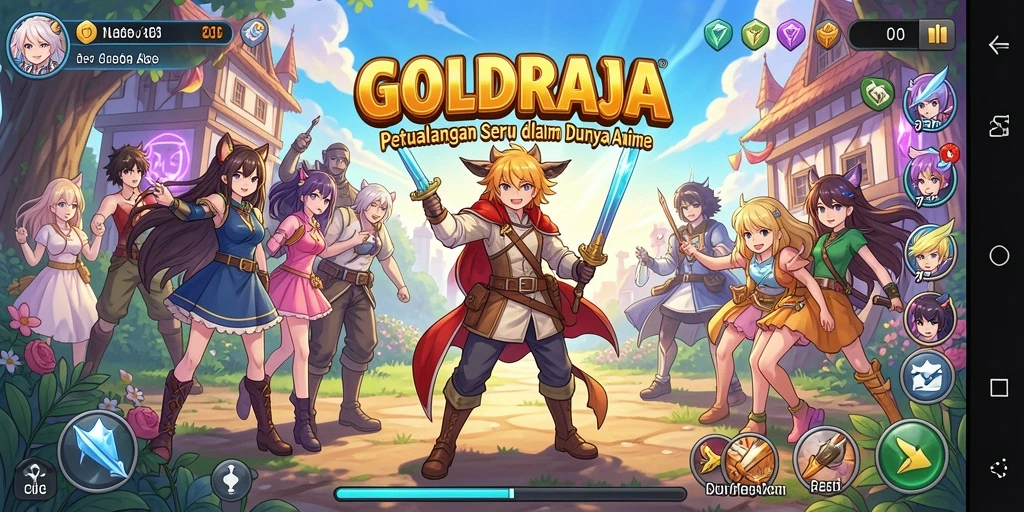 Tampilan screenshot gameplay GOLDRAJA yang penuh warna dan menawan.