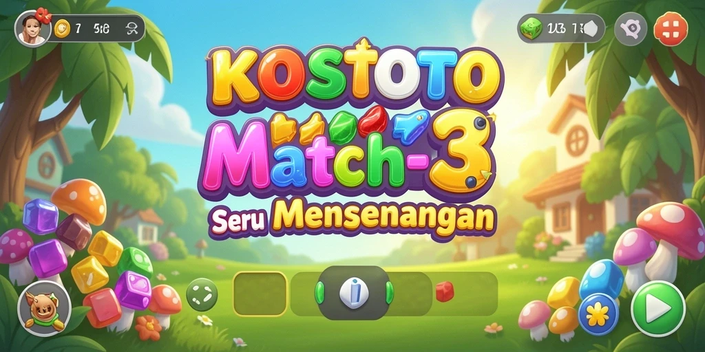Gameplay seru KOSTOTO dengan level Match-3 yang menarik.