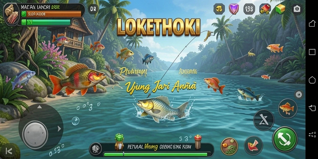 Screenshot LOKETHOKI menunjukkan pengalaman memancing yang memukau dan menarik.