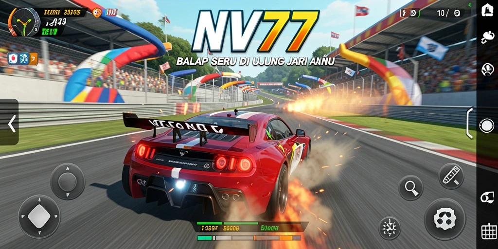 Tampilan gameplay NV77 yang menegangkan dan penuh aksi balap.